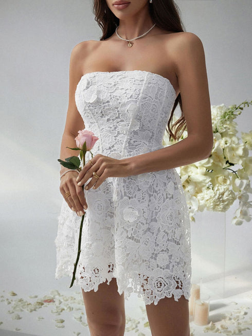 'Xenia' Strapless Mesh Mini Dress - Celes Fashion